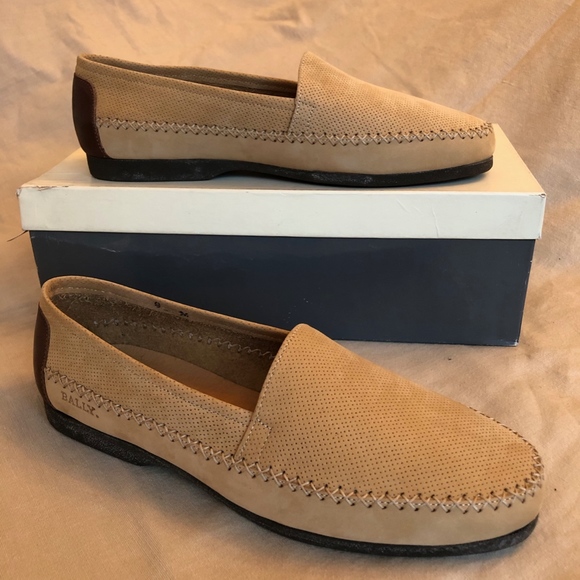 Bally Taupe Nabuck Slip-Ons